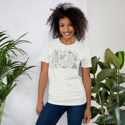 USA Celebration - Line Draw T-Shirt - Nifty Decor & More