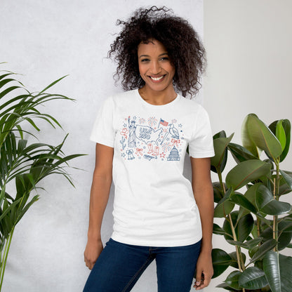 USA Celebration - Line Draw T-Shirt - Nifty Decor & More