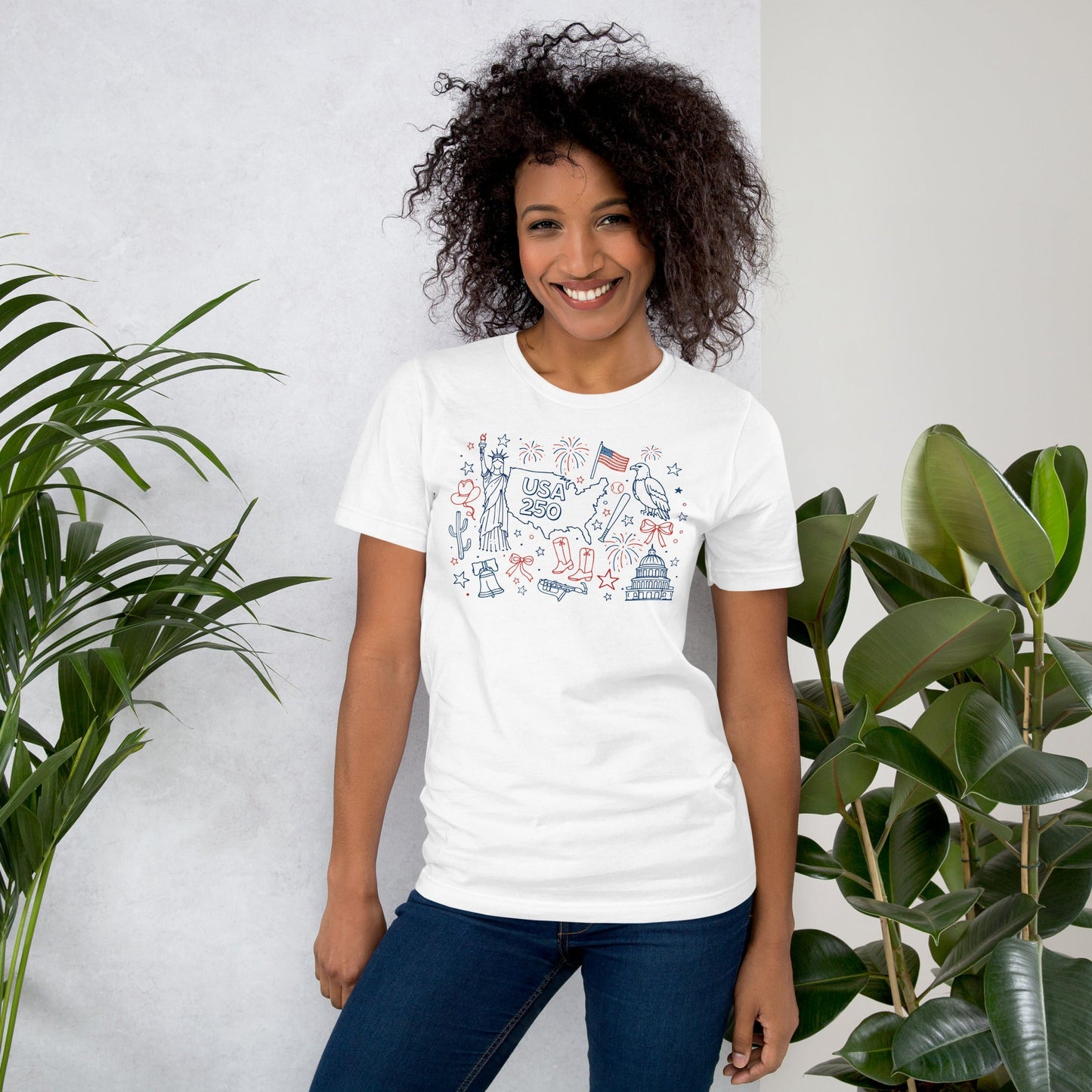 USA Celebration - Line Draw T-Shirt - Nifty Decor & More