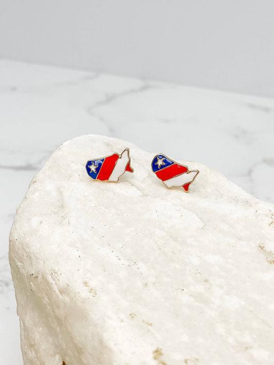 USA Enamel Stud Earrings, Bold Patriotic Statement Jewelry, Celebrate Freedom in Style, Fourth of July Gift Stud Earrings