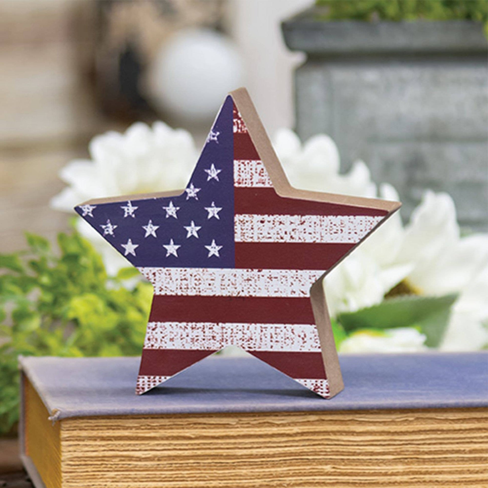 USA Flag Chunky Wooden Star - Nifty Decor & More
