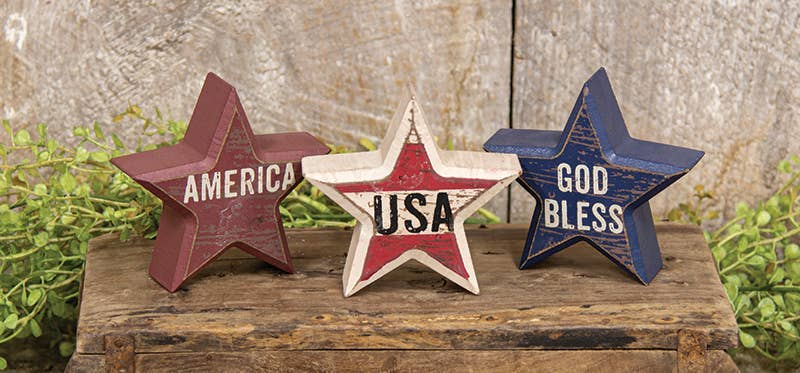 USA Star Sitter, 3 Assorted - Nifty Decor & More