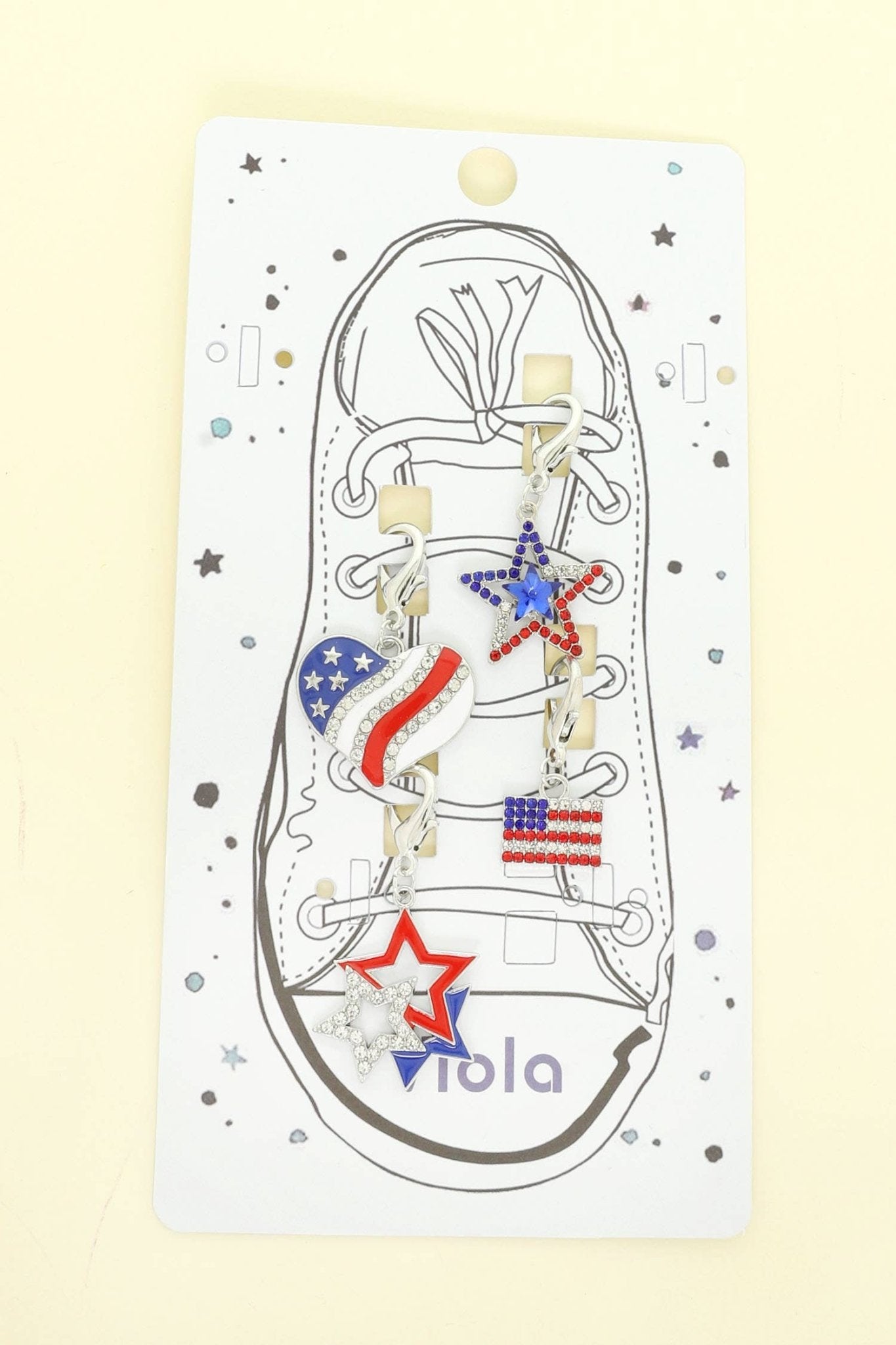 USA Theme Rhinestone Shoe Charm Set - Nifty Decor & More