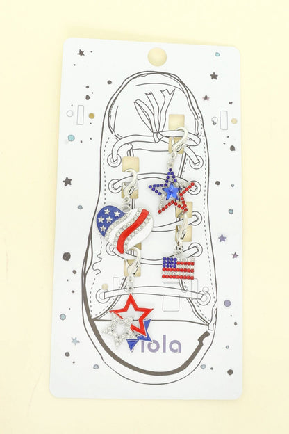 USA Theme Rhinestone Shoe Charm Set - Nifty Decor & More