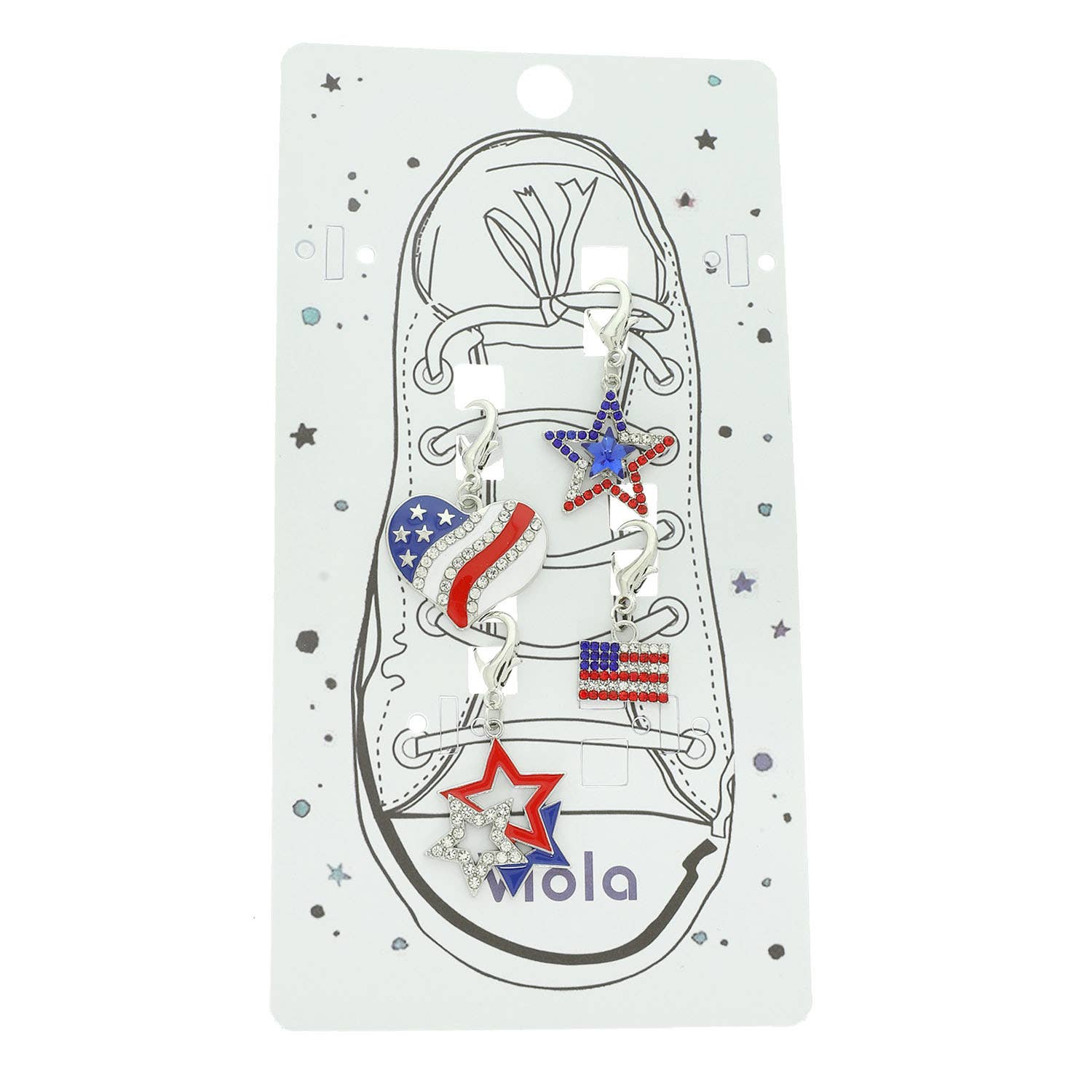 USA Theme Rhinestone Shoe Charm Set - Nifty Decor & More