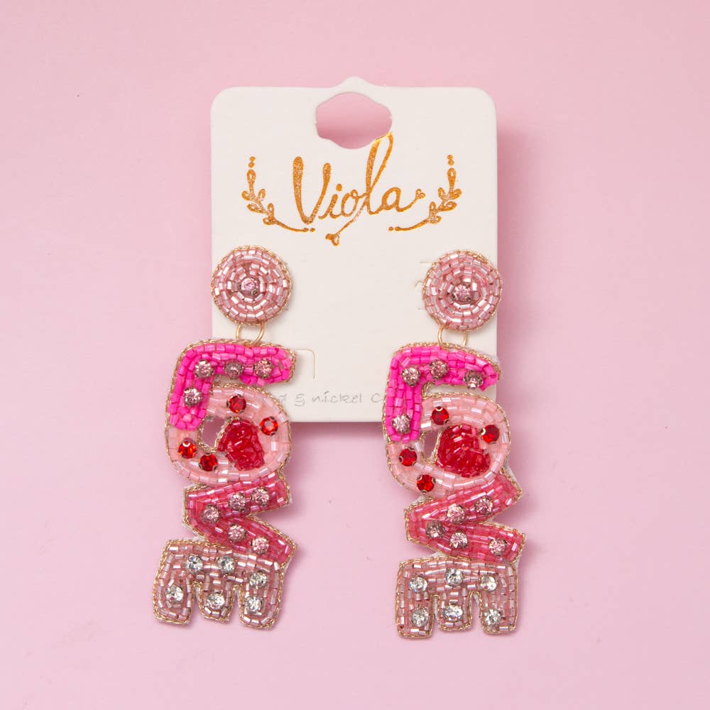 Valentine “Love” Seed Beaded Post Dangle Earrings - Nifty Decor & More