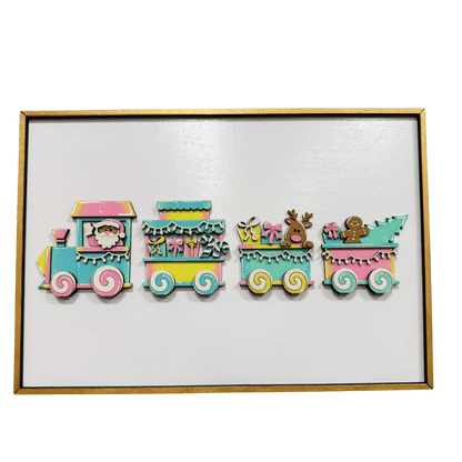 Vibrant Holiday Train Wall Art Featuring Santa & Friends - Nifty Decor & More