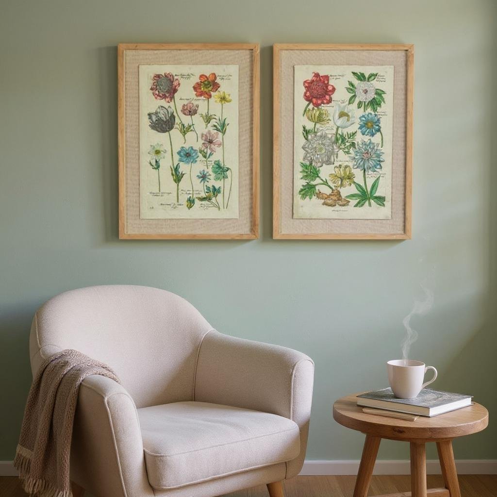 Vintage Botanical Wall Art, 18" Framed Floral Print for Home Decor, Living Room Accent, Perfect Gift for Nature Lovers - Nifty Decor & More
