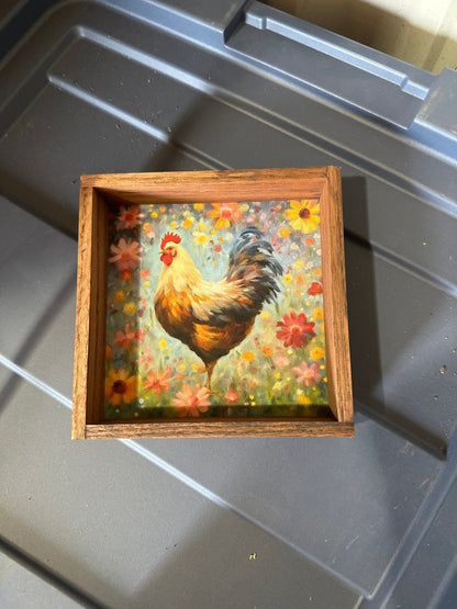 Vintage Chicken Flower Canvas Art Print for Home Decor, Farmhouse Wall Art, Rustic Kitchen Decoration, Gift for Chicken Lovers - Nifty Decor & More
