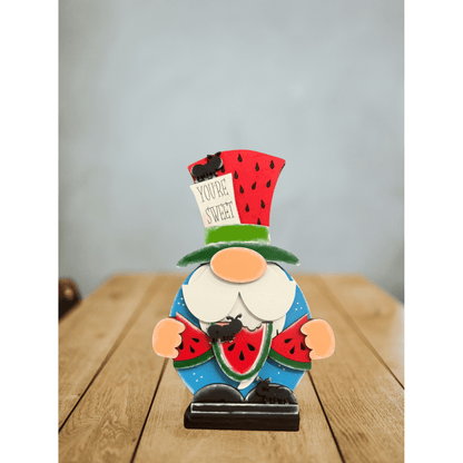 Watermelon Gnome Summer Shelf Sitter Handcrafted You’re Sweet Fruit Theme Home Decor - Nifty Decor & More