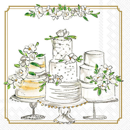 Wedding Cakes Paper Cocktail Napkin Pack of 20 - Nifty Decor & More