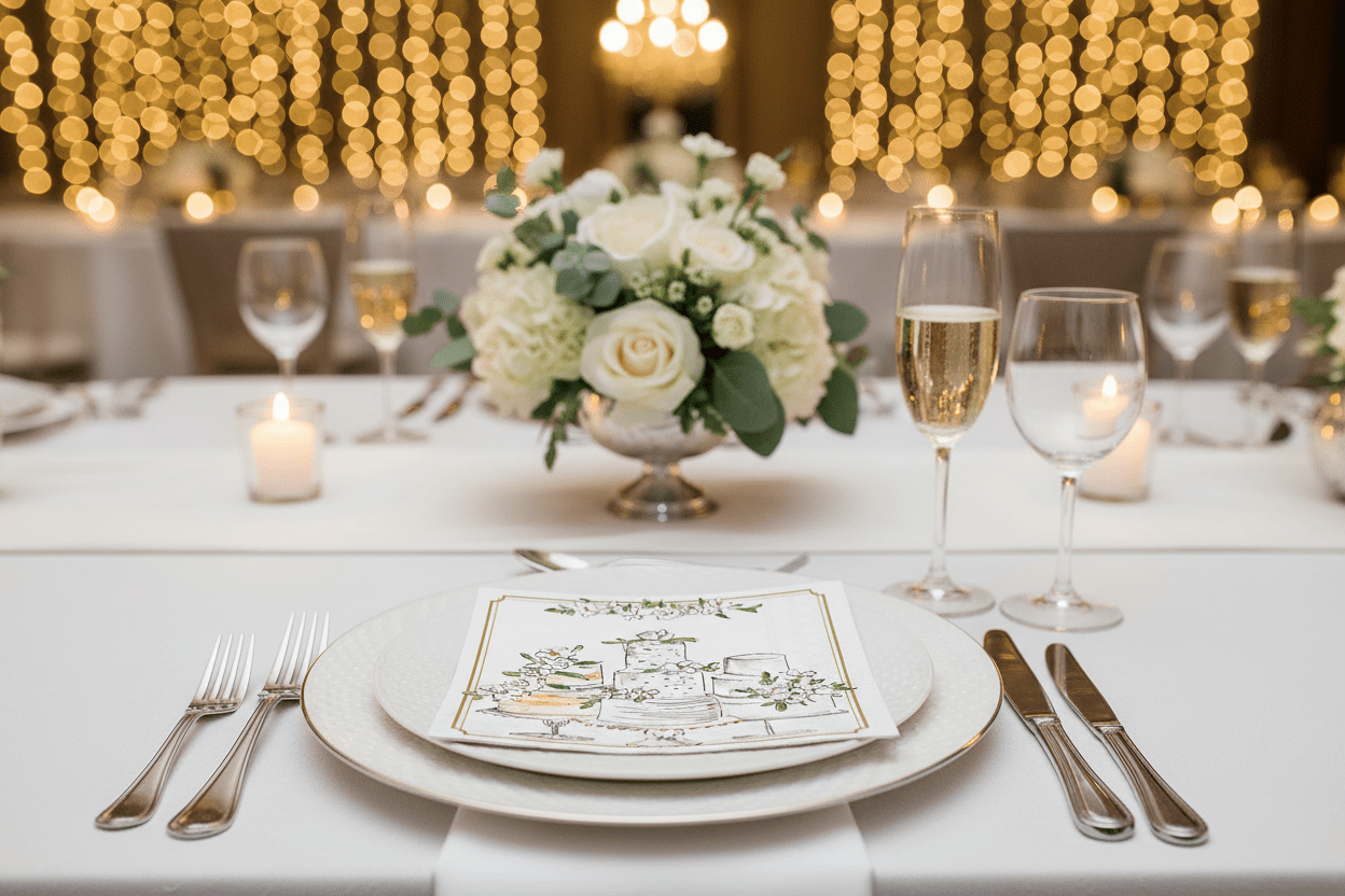 Wedding Cakes Paper Cocktail Napkin Pack of 20 - Nifty Decor & More