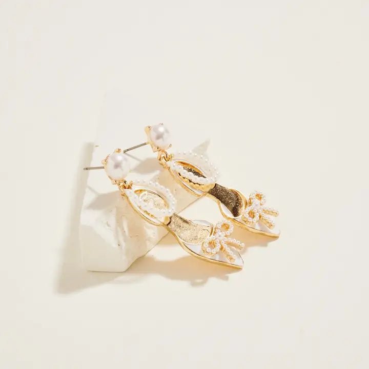 Wedding High Heel Pump Shoes Pearl Post Earrings - Nifty Decor & More
