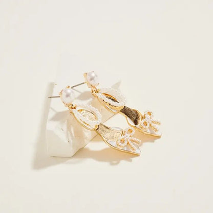 Wedding High Heel Pump Shoes Pearl Post Earrings - Nifty Decor & More