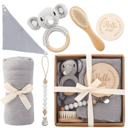 Welcome Baby Gift Box - Charming 6-Piece Set for Newborns Baby Blanket Grey