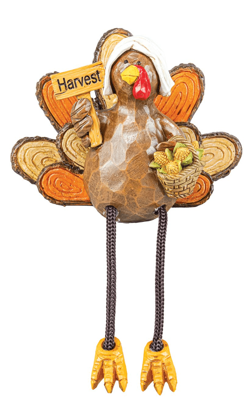 Welcome Harvest Turkey Dangle Legs Girl