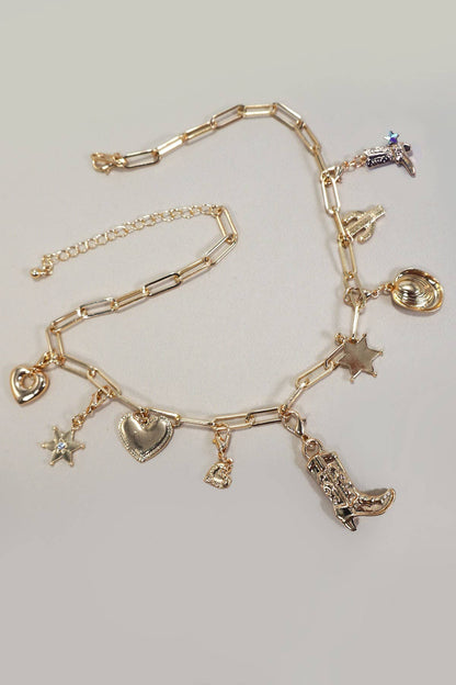 Western Boot Hat Charm Necklace - Nifty Decor & More