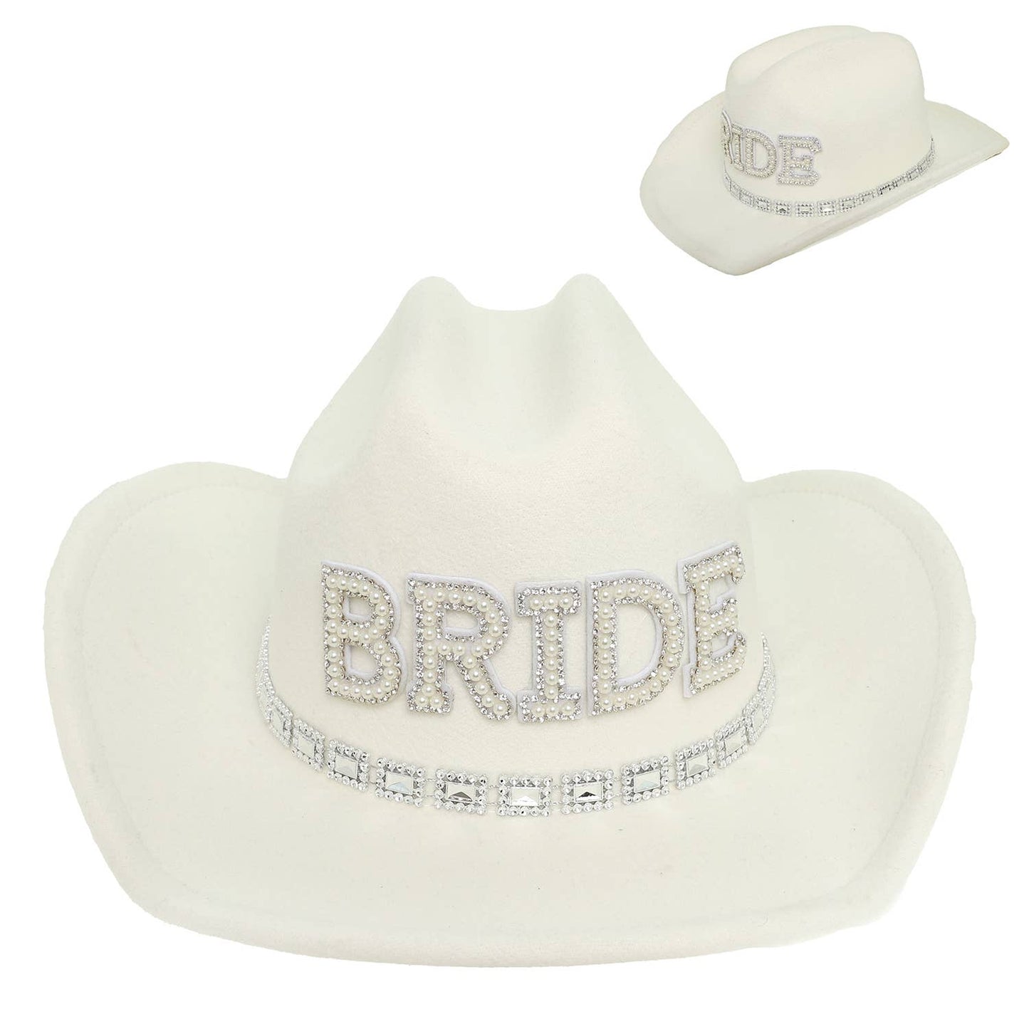 Western Bride Felt Cowboy Hat, Embellished Chic Wedding Accessory, Perfect Bridal Gift for Cowgirl Brides - Nifty Decor & More