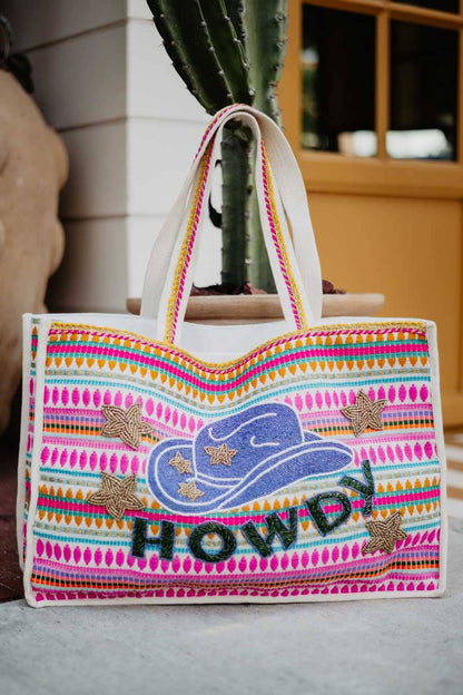 Western Chic Tote Bags, Canvas Cowgirl Bag for Beach & Everyday Use, Must-Have Trendy Gift for Her Tote Bag Howdy Cowgirl