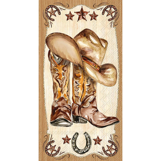Western Leather Boots Paper Guest Towels, Rustic Cowboy Charm Disposable Towels for Parties & Events, Perfect Western Gift - Nifty Decor & More