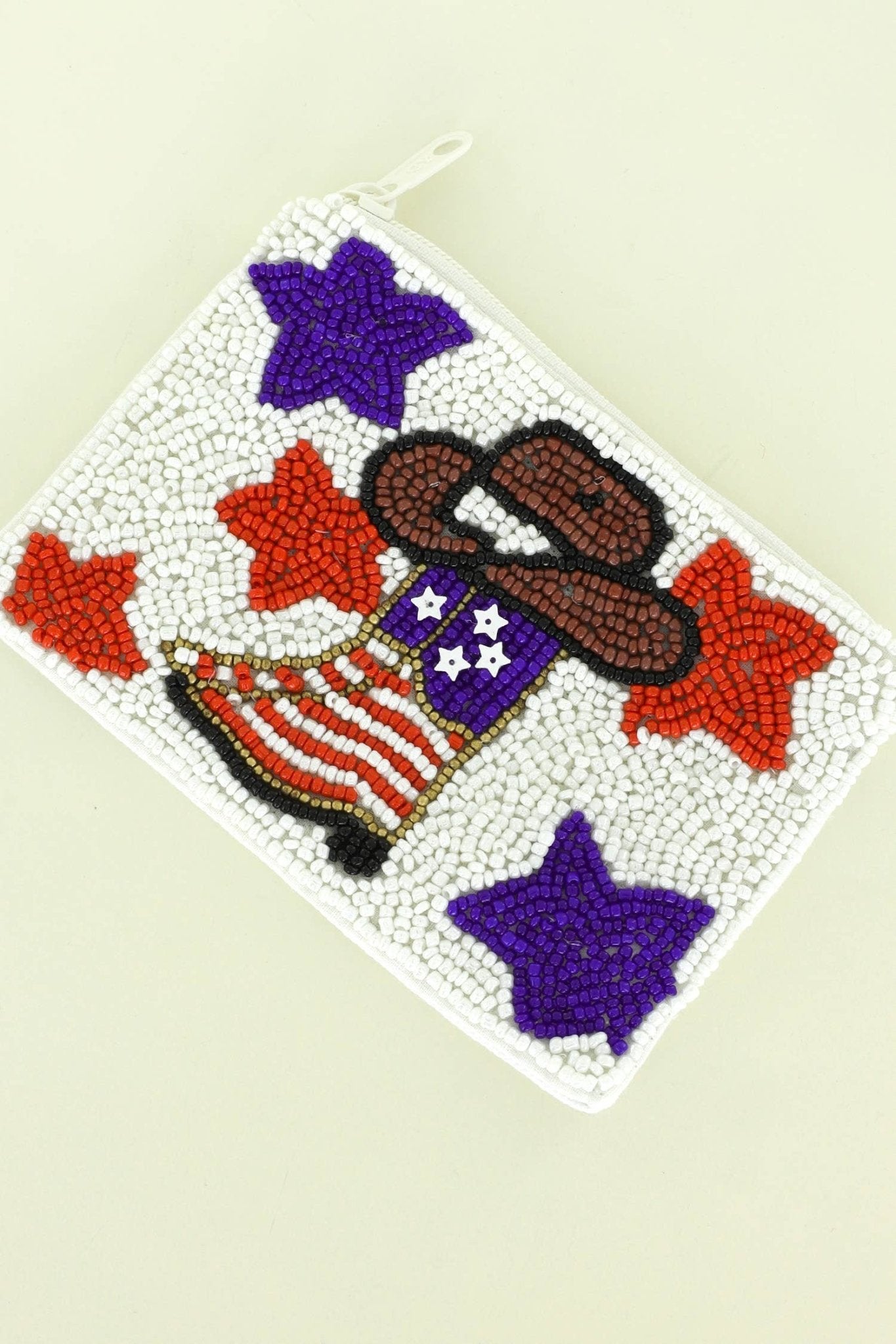 Western Patriotic Cowboy Boots Seed Bead Handmade Coin Bag - Nifty Decor & More