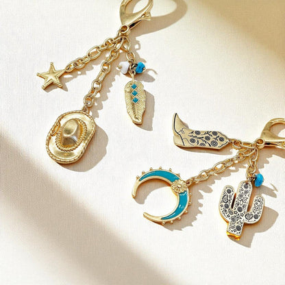 Western Style Bag Charms, Rustic Mixed Design Accessory for Bags and Keys, Unique Gift for Cowgirls and Cowboys Keychains