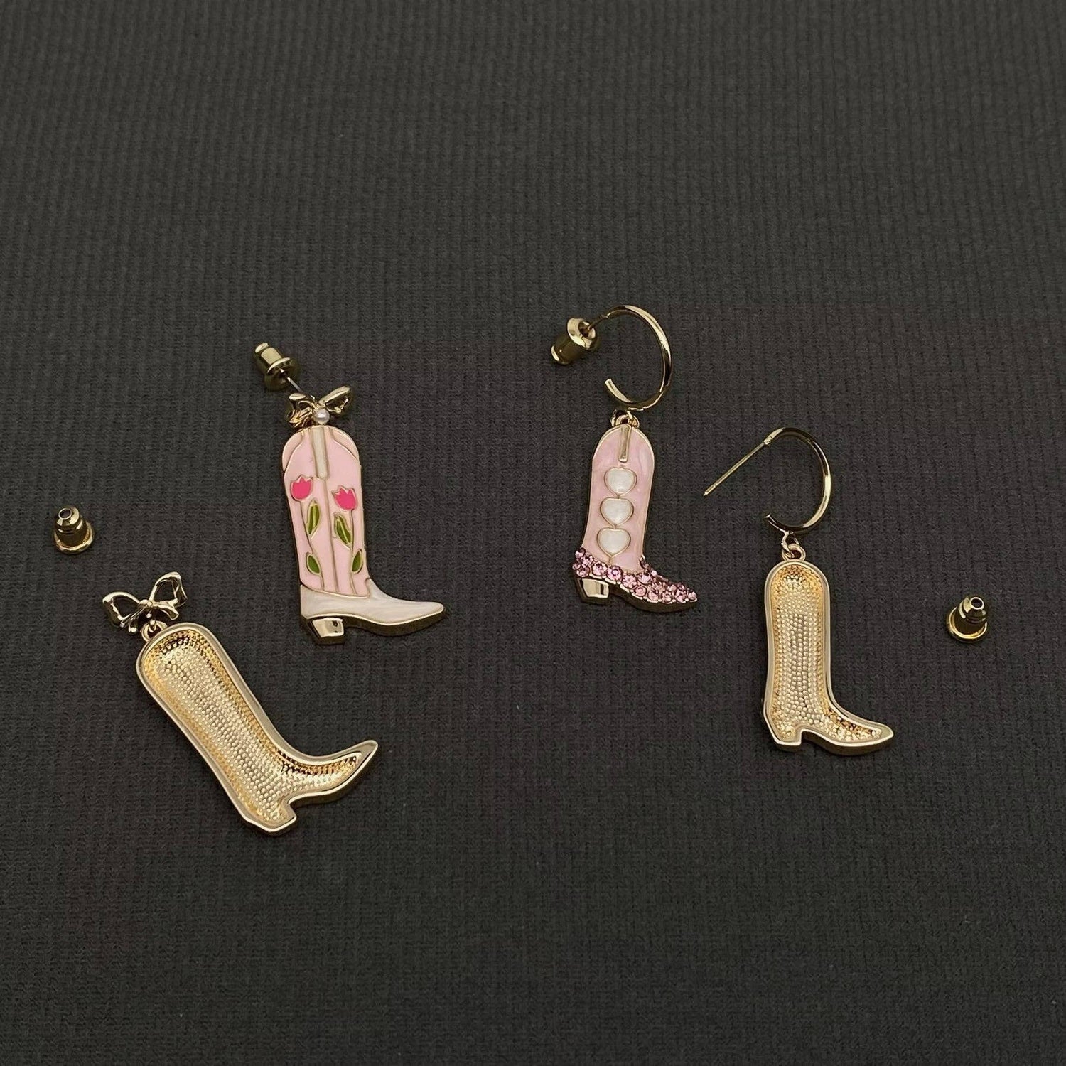 Western Style Enamel Boots Charm Post Earrings - Nifty Decor & More