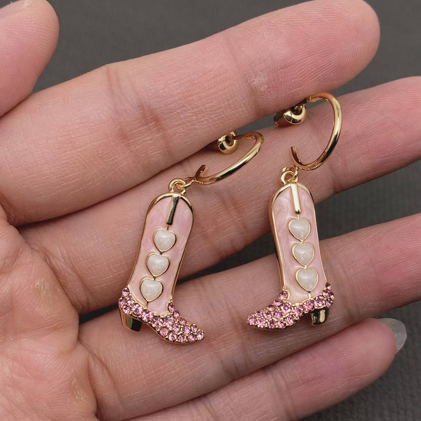 Western Style Enamel Boots Charm Post Earrings - Nifty Decor & More
