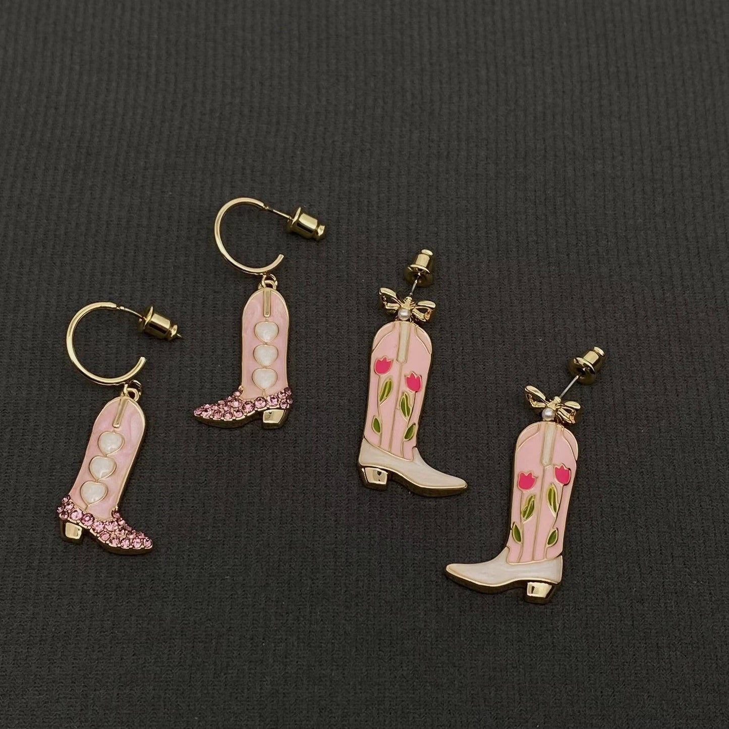 Western Style Enamel Boots Charm Post Earrings - Nifty Decor & More