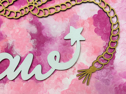 Western Yee Haw Gold, Pink & White Rope Handmade Country Home Wall Decor - Nifty Decor & More