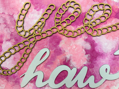 Western Yee Haw Gold, Pink & White Rope Handmade Country Home Wall Decor - Nifty Decor & More