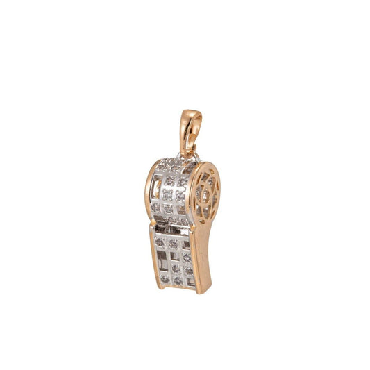 Whistle Charm Micro Pave Pendant Findings for Necklace Component Jewelry Making Supplies 18K Gold Filled - Nifty Decor & More