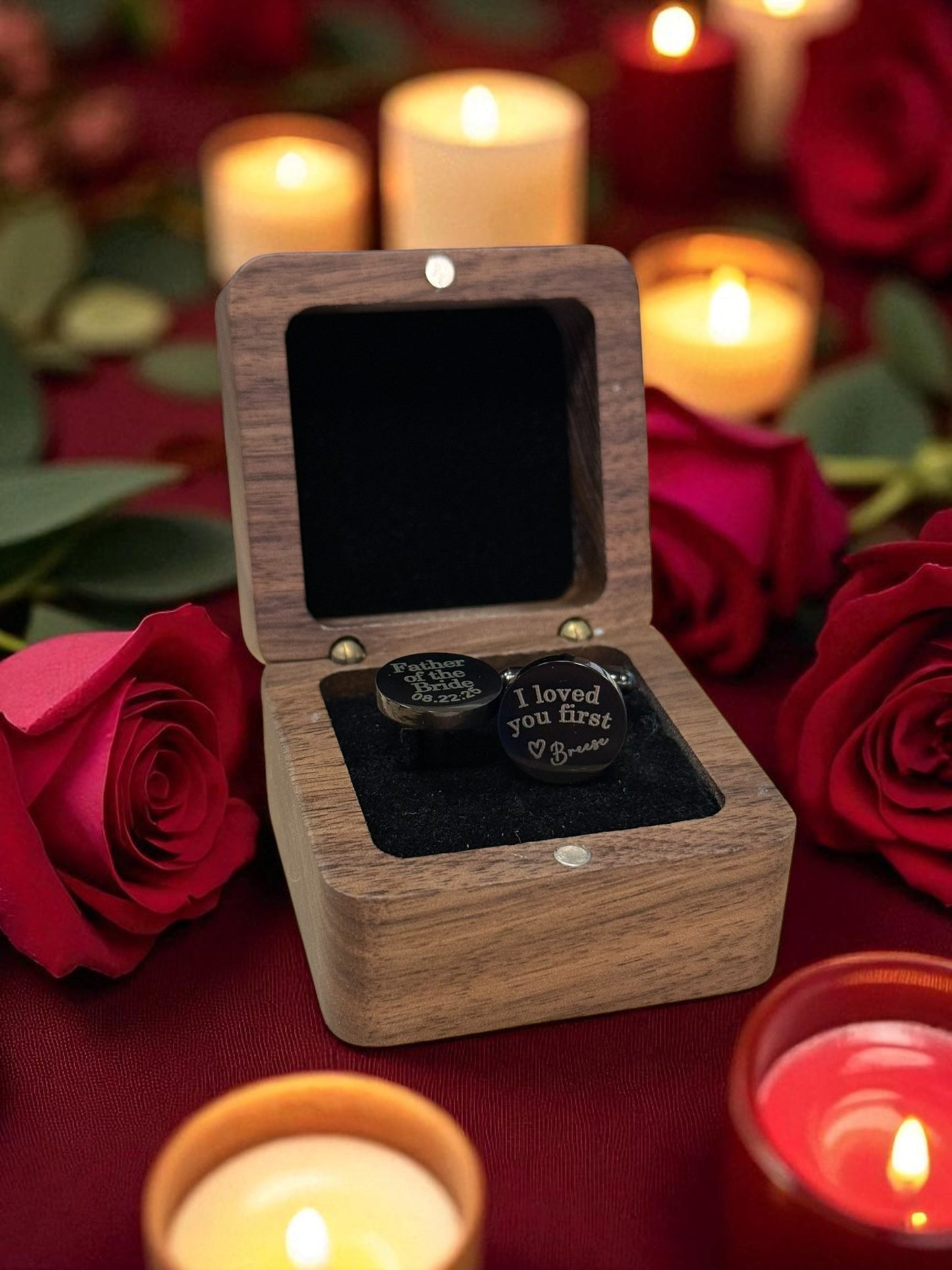 Personalized Men’s Wedding Cufflinks – Perfect Father of the Bride & Groom Gift – Classy Men’s Wedding Accessories Cuff links Black