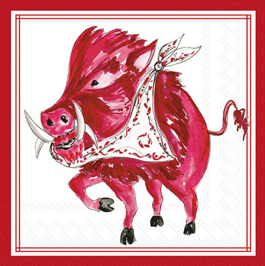 White Boar Paper Cocktail Napkins, Bold Hometown Pride Design for Parties & Events, Perfect Gift for Local Fans Cocktail Napkin