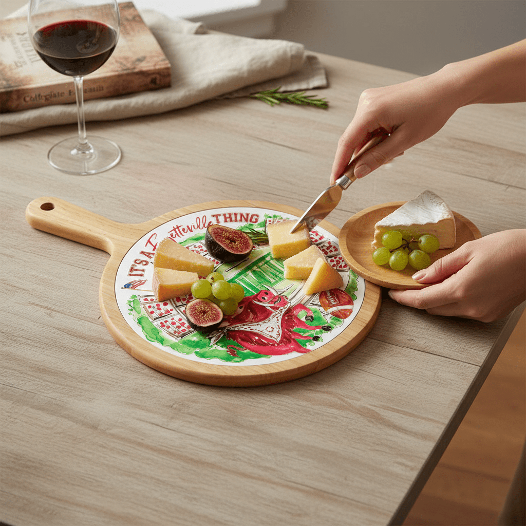White Boar Stadium Collegiate Bamboo & Ceramic Cheese Board - Nifty Decor & More