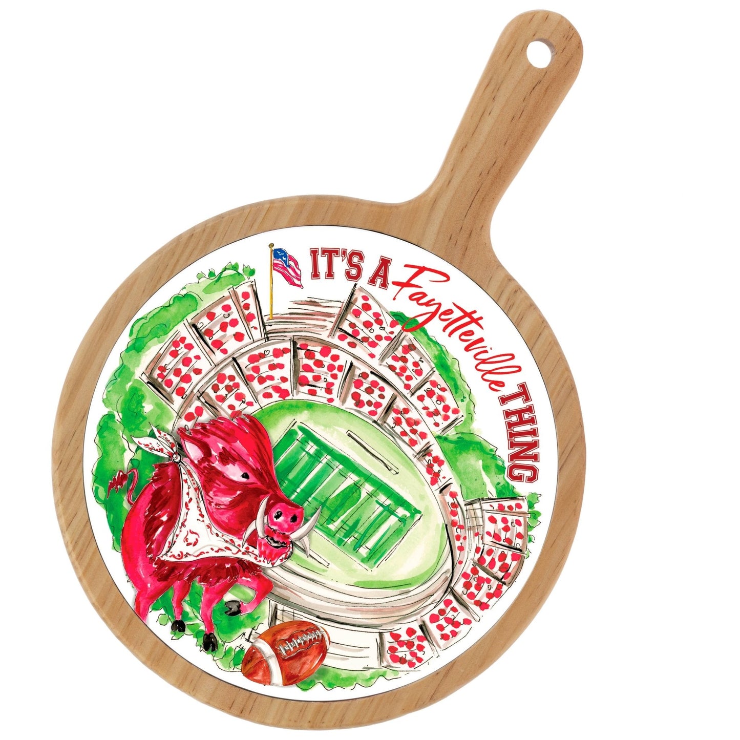 White Boar Stadium Collegiate Bamboo & Ceramic Cheese Board - Nifty Decor & More