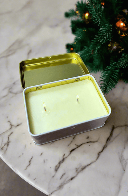 White Christmas 5.5 oz Rectangle Tin Candle - Nifty Decor & More