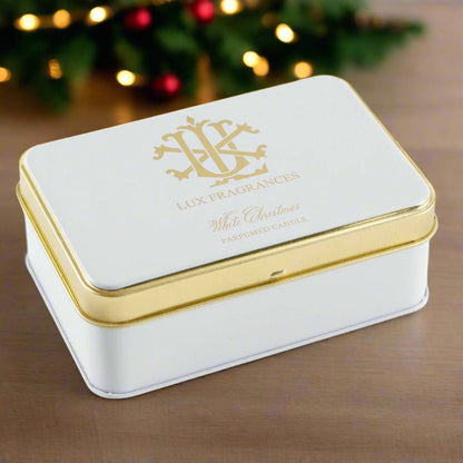 White Christmas 5.5 oz Rectangle Tin Candle - Nifty Decor & More