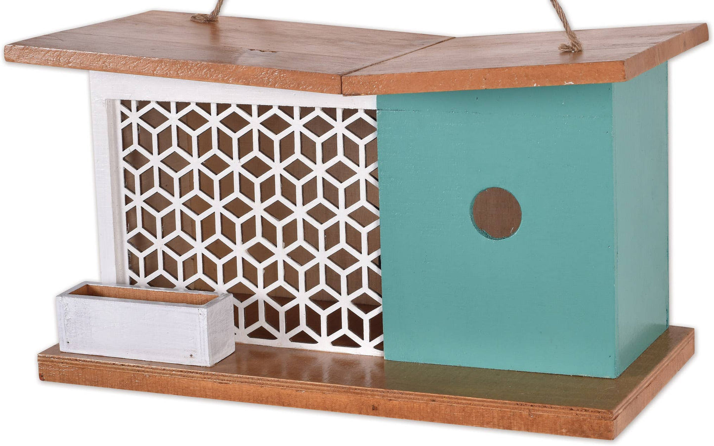 White Lattice Birdhouse, Charming Rustic Decor, Cozy Home for Feathered Friends, Perfect Gift for Garden Lovers - Nifty Decor & More