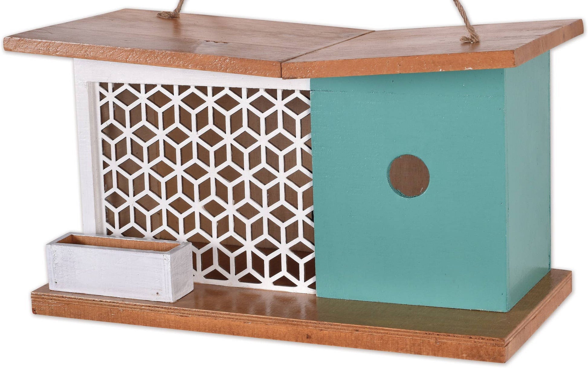 White Lattice Birdhouse, Charming Rustic Decor, Cozy Home for Feathered Friends, Perfect Gift for Garden Lovers - Nifty Decor & More