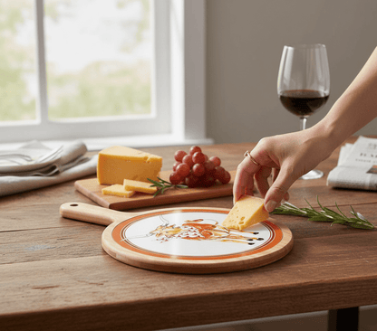 White Longhorn Collegiate Bamboo & Ceramic Cheese Board - Nifty Decor & More