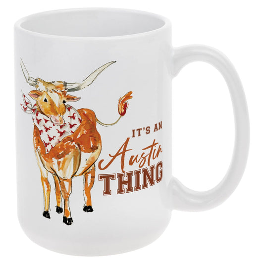 White Longhorn Collegiate Ceramic Mug 14 Oz.
