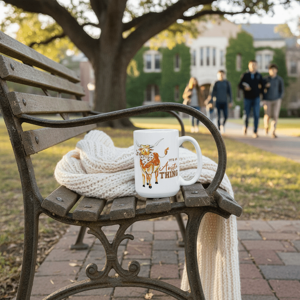 White Longhorn Collegiate Ceramic Mug 14 Oz. - Nifty Decor & More