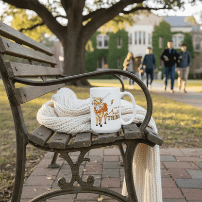 White Longhorn Collegiate Ceramic Mug 14 Oz. - Nifty Decor & More