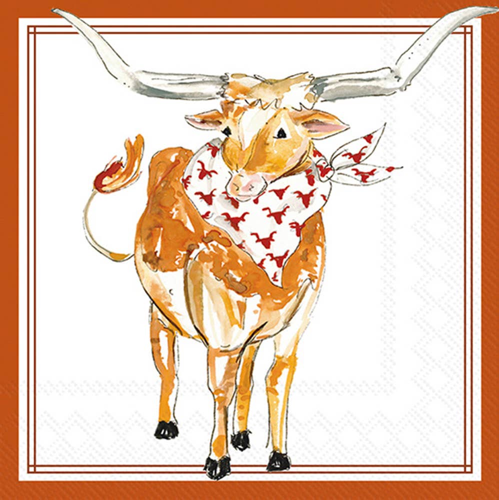 White Longhorn Hometown Pride Cocktail Napkins (20 Ct) - Nifty Decor & More