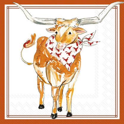 White Longhorn Hometown Pride Cocktail Napkins (20 Ct) - Nifty Decor & More