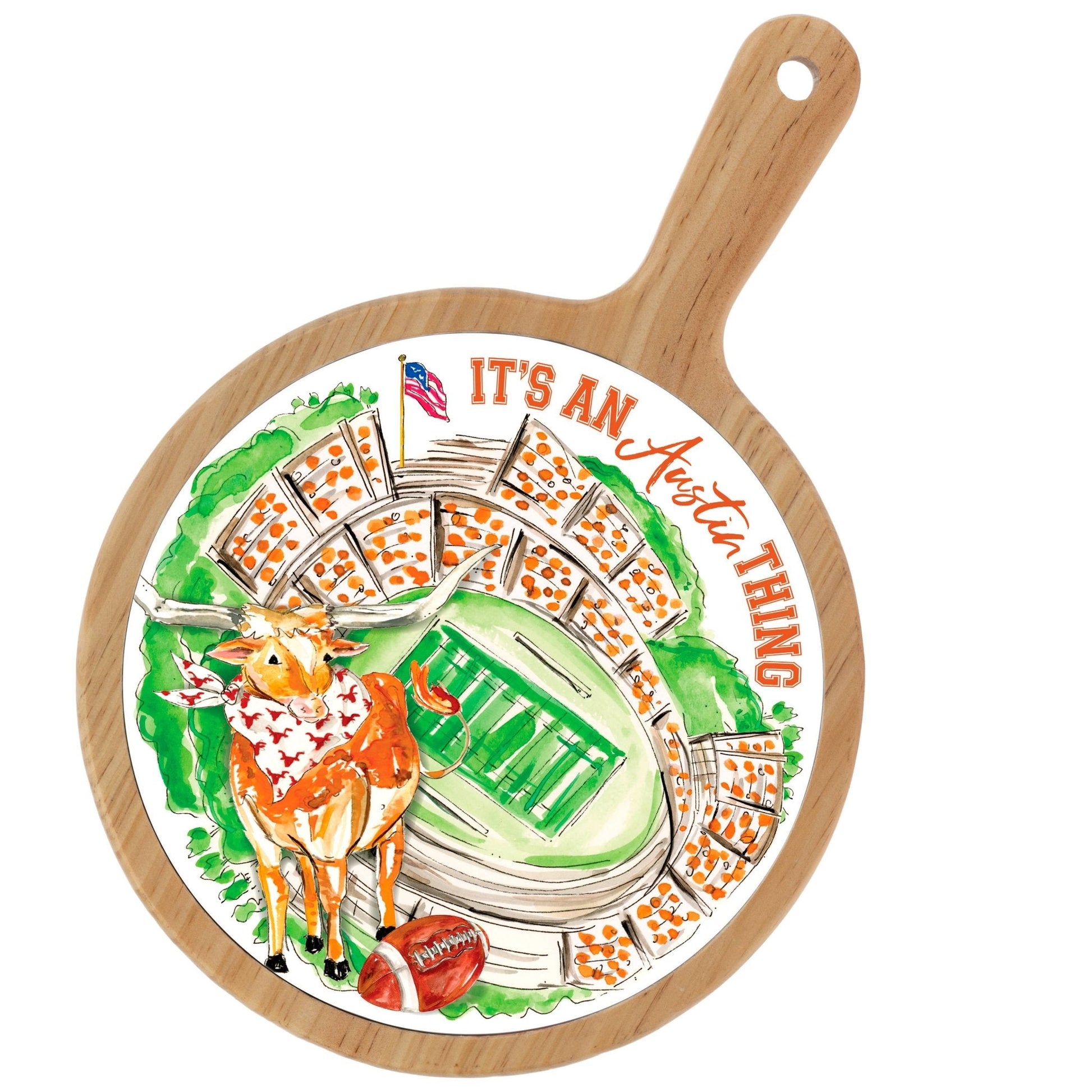 White Longhorn Stadium Collegiate Cheese Board - Nifty Decor & More