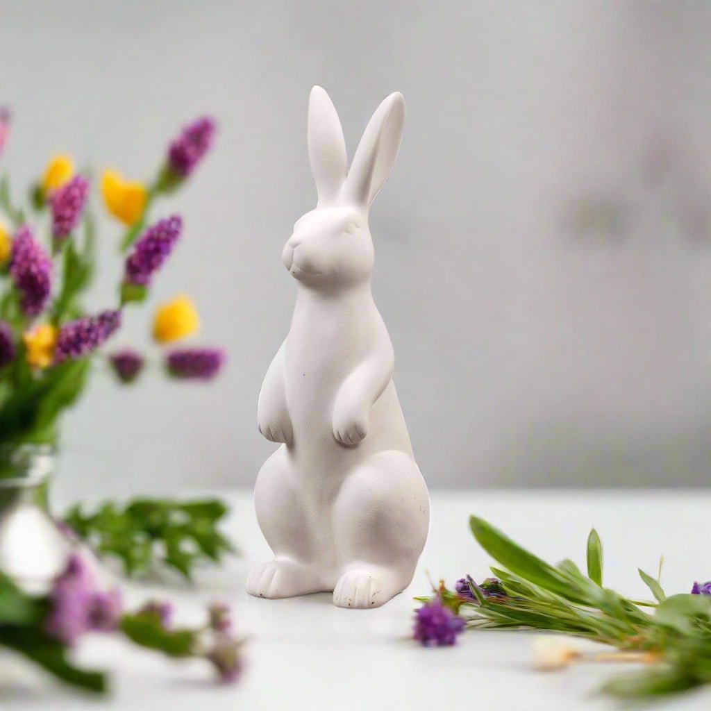 White Upright Bunny Decor, Cute Bunny for Home, Rabbit Figurine, Spring Decor, Easter Decorations, Unique Gifts for Bunny Lovers - Nifty Decor & More