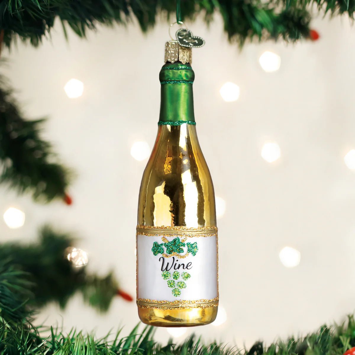 White Wine Bottle Ornament - Nifty Decor & More