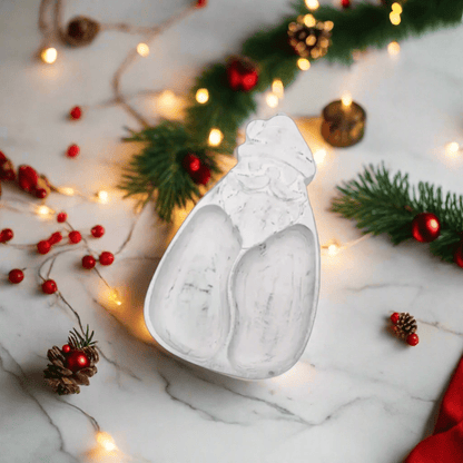 Whitewashed Wood Santa Serving Platter & Spreader Set - Hand - Carved Christmas Charcuterie Board - Nifty Decor & More